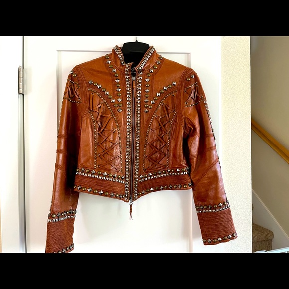 Double D Ranch Jackets & Blazers - Double D Ranch vintage leather jacket with studding and stitching details.